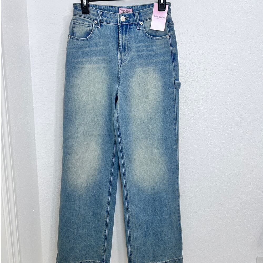 Juicy Couture Abbot Bedazzled Glitter Wide Leg Carpenter Blue 90s Women's Sz7/28